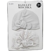 Wholesale - 2pc Knot Hats -Off White & Floral Print C/P 24, UPC: 195010126663